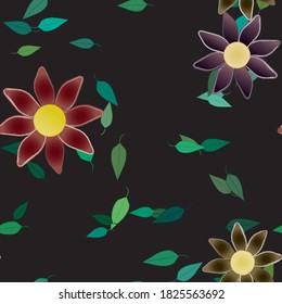 Flores y hojas sin fisuras de vectores ornamentales.