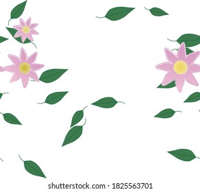 Flowers and leafs seamless ornamental vector pattern.