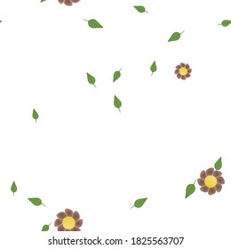 Flowers and leafs seamless ornamental vector pattern.