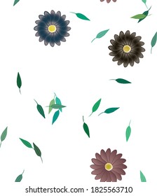 Flores y hojas sin fisuras de vectores ornamentales.