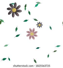 Flowers and leafs seamless ornamental vector pattern.