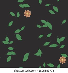 Flowers and leafs seamless ornamental vector pattern.
