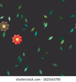 Flowers and leafs seamless ornamental vector pattern.