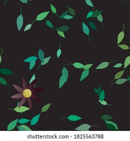 Flowers and leafs seamless ornamental vector pattern.