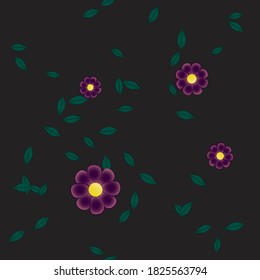 Flowers and leafs seamless ornamental vector pattern.