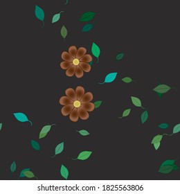 Flowers and leafs seamless ornamental vector pattern.