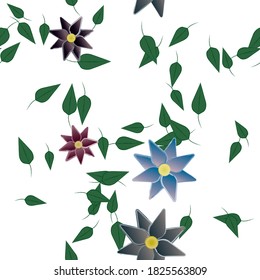 Flowers and leafs seamless ornamental vector pattern.