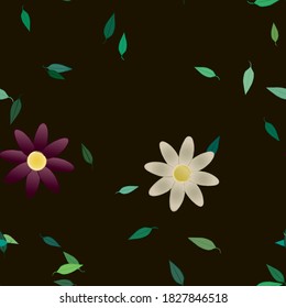 Flores y hojas sin fisuras de vectores ornamentales.