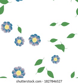 Flowers and leafs seamless ornamental vector pattern.