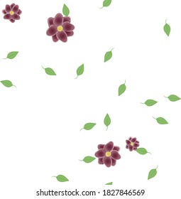 Flowers and leafs seamless ornamental vector pattern.