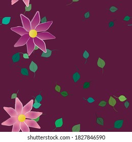 Flowers and leafs seamless ornamental vector pattern.