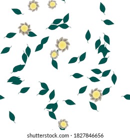 Flowers and leafs seamless ornamental vector pattern.