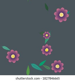 Flowers and leafs seamless ornamental vector pattern.