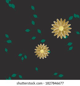 Flowers and leafs seamless ornamental vector pattern.
