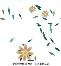 Flowers and leafs seamless ornamental vector pattern.