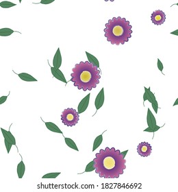 Flowers and leafs seamless ornamental vector pattern.