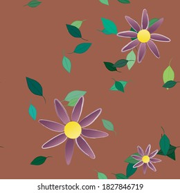 Flowers and leafs seamless ornamental vector pattern.