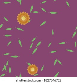 Flowers and leafs seamless ornamental vector pattern.