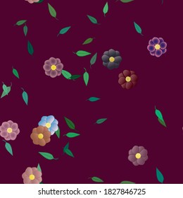 Flowers and leafs seamless ornamental vector pattern.