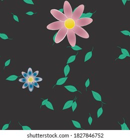 Flowers and leafs seamless ornamental vector pattern.