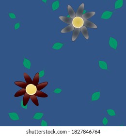 Flowers and leafs seamless ornamental vector pattern.