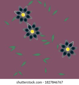 Flowers and leafs seamless ornamental vector pattern.