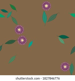 Flowers and leafs seamless ornamental vector pattern.