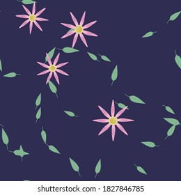 Flowers and leafs seamless ornamental vector pattern.