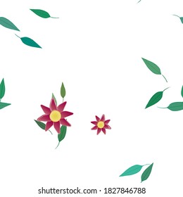 Flowers and leafs seamless ornamental vector pattern.