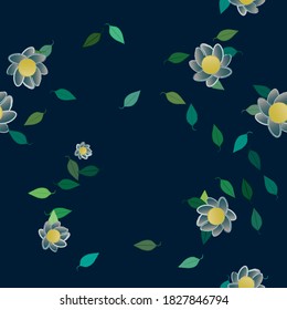 Flowers and leafs seamless ornamental vector pattern.