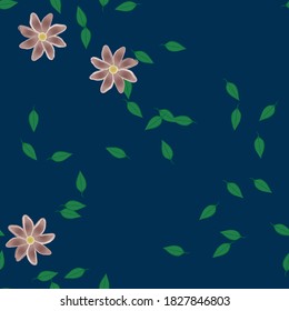 Flowers and leafs seamless ornamental vector pattern.