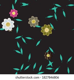Flowers and leafs seamless ornamental vector pattern.