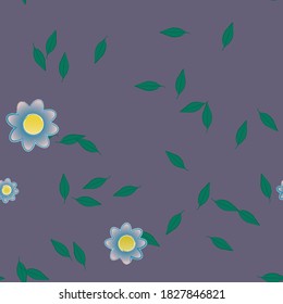 Flowers and leafs seamless ornamental vector pattern.