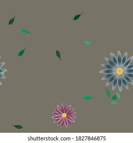 Flowers and leafs seamless ornamental vector pattern.