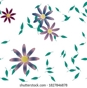Flores y hojas sin fisuras de vectores ornamentales.