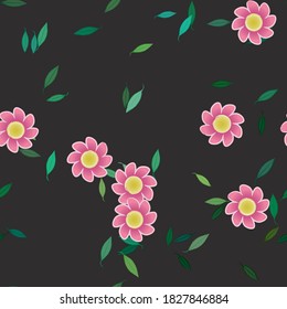 Flowers and leafs seamless ornamental vector pattern.