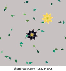 Flowers and leafs seamless ornamental vector pattern.