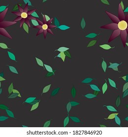 Flowers and leafs seamless ornamental vector pattern.