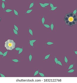 Flowers and leafs seamless ornamental vector pattern.