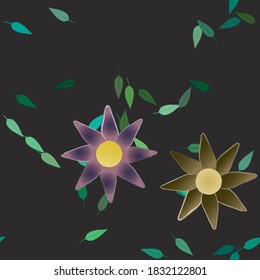 Flowers and leafs seamless ornamental vector pattern.