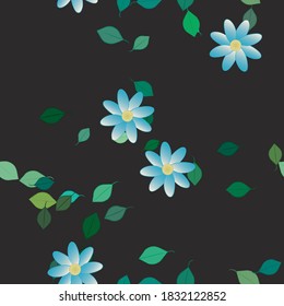 Flowers and leafs seamless ornamental vector pattern.