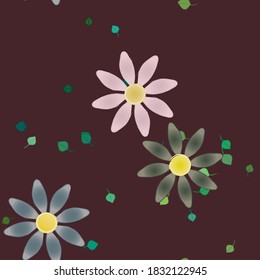 Flowers and leafs seamless ornamental vector pattern.