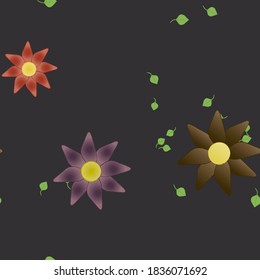 Flowers and leafs seamless ornamental vector pattern.
