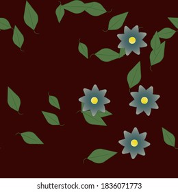 Flowers and leafs seamless ornamental vector pattern.