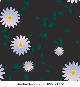Flowers and leafs seamless ornamental vector pattern.