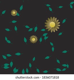 Flowers and leafs seamless ornamental vector pattern.