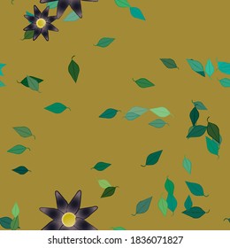 Flowers and leafs seamless ornamental vector pattern.