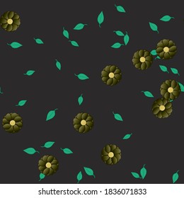 Flowers and leafs seamless ornamental vector pattern.