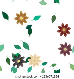 Flowers and leafs seamless ornamental vector pattern.