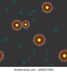 Flowers and leafs seamless ornamental vector pattern.
